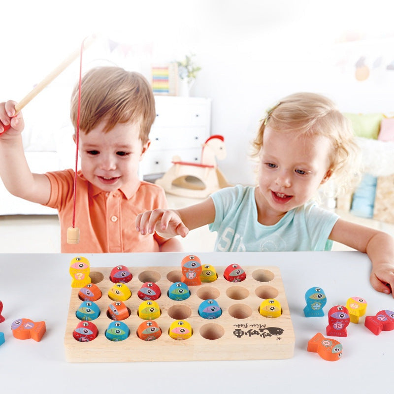 Children's Wooden Magnetic Fishing Game Fine Motor Skill Toy Letter Color Classification Montessori