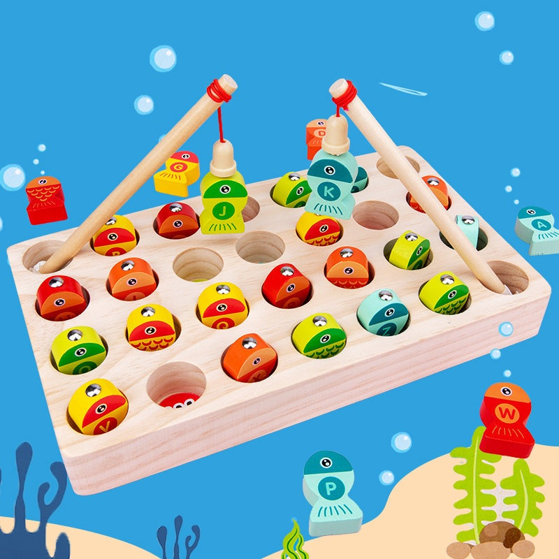 Children's Wooden Magnetic Fishing Game Fine Motor Skill Toy Letter Color Classification Montessori
