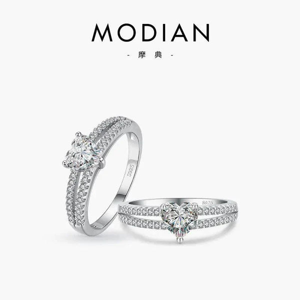 S925 Silver Heart-Shaped Ring with Zircon