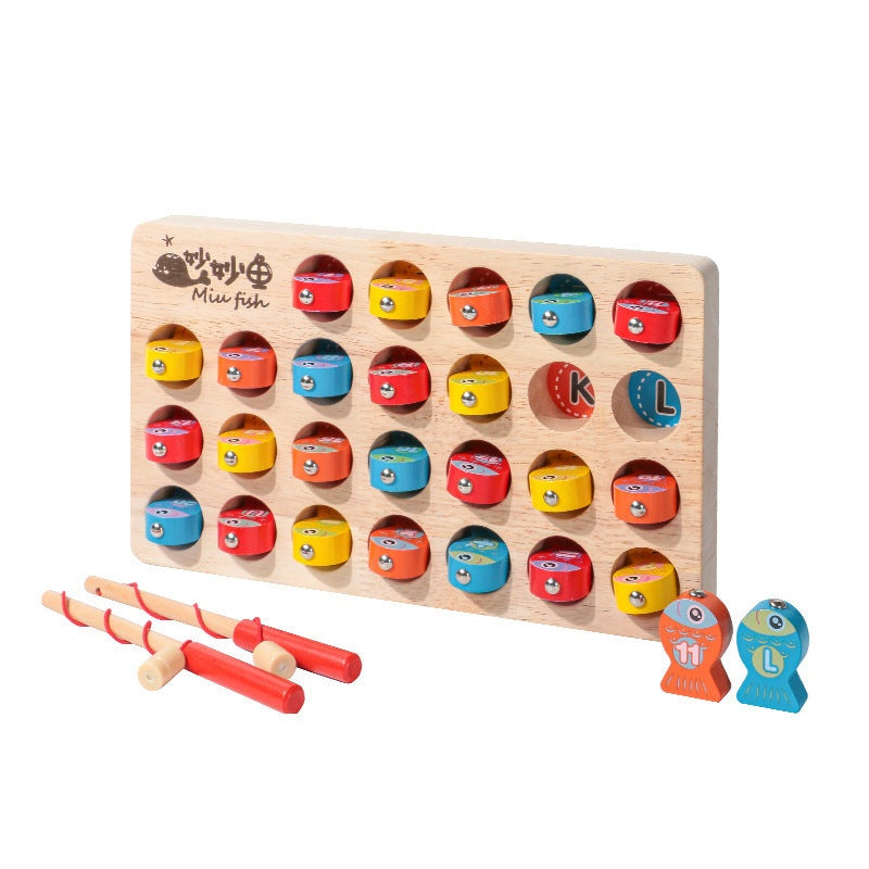 Children's Wooden Magnetic Fishing Game Fine Motor Skill Toy Letter Color Classification Montessori