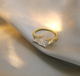 Copper Plated Gold Micro Inlaid Zircon Bee Ring