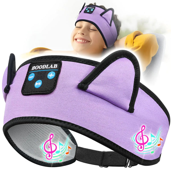 Boodlab Kids Headphones Headband Wireless Kids Bluetooth Headband Baby Headphones with Thin Speakers & Wired Playback 3.5 MM Jack Perfect Toddlers & Childrens Earphones for Home School & Travel