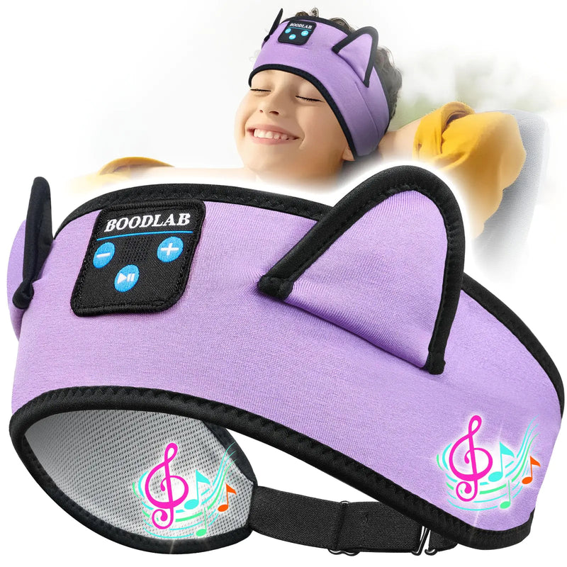 Boodlab Kids Headphones Headband Wireless Kids Bluetooth Headband Baby Headphones with Thin Speakers & Wired Playback 3.5 MM Jack Perfect Toddlers & Childrens Earphones for Home School & Travel