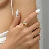 Copper Plated Gold Micro Inlaid Zircon Bee Ring