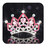 Kilshye Princess Tiara Comb Small Crystal Girls Crown Hair Combs Rhinestone Birthday Prom Tiaras Headband for Kids (Pink)
