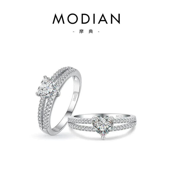 S925 Silver Luxurious Heart-Shaped Ring with Zircon