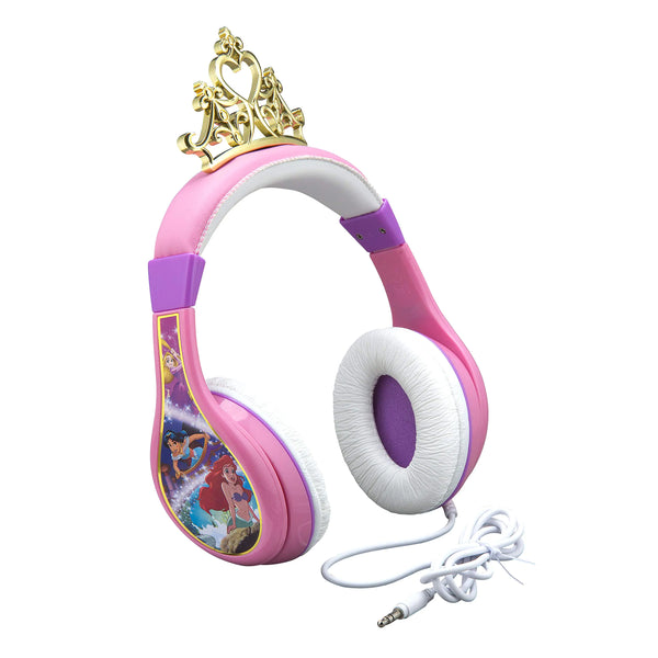 Disney Princess Kids Headphones Adjustable Headband Stereo Sound 3.5Mm Jack Wired Headphones for Kids Tangle-Free Volume Control Foldable Childrens Headphones Over Ear for School Home Travel