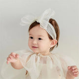 ICKEYOU Lace Bow Baby Girls Headband Cute Floral Bow-Knot Hairband Soft Lace Newborn Infants Toddlers Kids Christening Baptism Party Hair Accessories