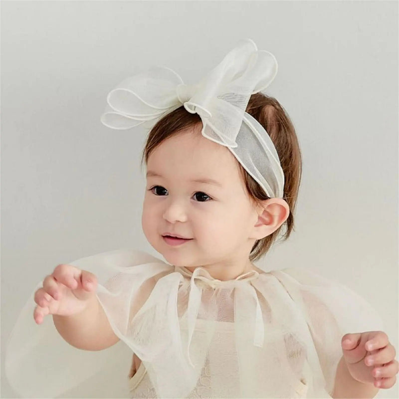 ICKEYOU Lace Bow Baby Girls Headband Cute Floral Bow-Knot Hairband Soft Lace Newborn Infants Toddlers Kids Christening Baptism Party Hair Accessories