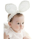 RQJ Baby Girls Rabbit Headband Bunny Ear Headwear Kids Hair Band Headwrap(white)