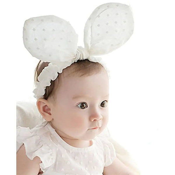 RQJ Baby Girls Rabbit Headband Bunny Ear Headwear Kids Hair Band Headwrap(white)